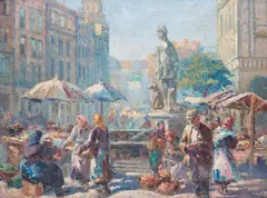 Erno Erb, Przekupki, olej, sklejka