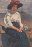 Albert Lipczyński, Portret dziewczyny, olej, sklejka