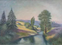 Jakub Markiel, Nad rzeką, olej, płótno