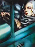 Tamara Łempicka, Autoportret w zielonym Bugatti, gouttelette, papier