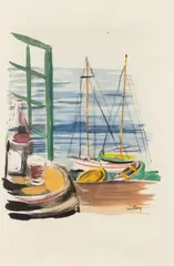 Moïse Kisling, Port w Cannes, litografia barwna, papier