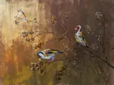 Tomasz Motyl, Szczygły na ostach, 2025, 2025, pastel, papier