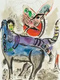 Marc Chagall, Niebieska krowa, litografia oryginalna, papier