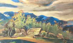 Julian Fałat, Góry, gwasz, akwarela, tektura, 48