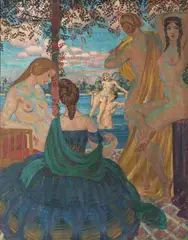 Albert Lipczyński, Scena rodzajowa, tempera, płótno