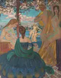 Albert Lipczyński, Scena rodzajowa, tempera, płótno