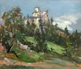 Niedzica. Zamek. by Eugeniusz Dzierżencki, olej, tektura, 33, sold Oct 2025