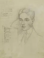 Tadeusz Makowski, Szkic portretowy młodego mężczyzny, ołówek, papier, 20