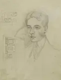 Tadeusz Makowski, Szkic portretowy młodego mężczyzny, ołówek, papier, 20