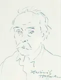 Wlastimil Hofman, Autoportret, tusz, papier, 15