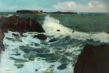 Stanisław Jan Podgórski, Skalisty brzeg, olej, płótno, 54