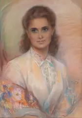 Józef Kidoń, Portret kobiety, pastel, papier