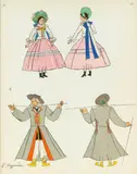 Zofia Stryjeńska, Strój ludowy z Łowicza, plansza nr 10 z Teki Polish Peasants Costumes, 1939, 1939, litografia, papier, 49