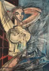 Jerzy Tchorzewski, Akt dziewczyny, 1955, 1955, gwasz, pastel, papier, 48