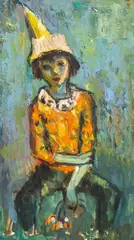 Katarzyna Librowicz, Portret chłopca w żółtym kapeluszu, olej, tektura