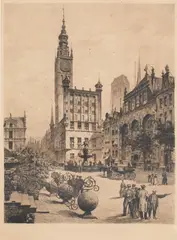 Bernhard Mannfeld, Długi Targ w Gdańsku, akwaforta, papier