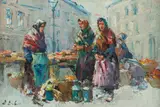 Erno Erb, Przekupki lwowskie z kankami mleka, olej, tektura