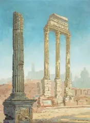 Witold Kalicki, Ruiny kolumn na Forum Romanum, 1977 r., 1977, olej, płótno