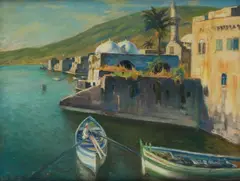Abraham Neumann, Pejzaż wschodni, pastel, tektura