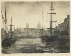 Stanisław Szwarc, Gdańsk - Nowy Port, litografia, papier, 26