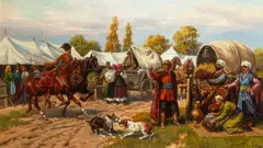 Leszek Piasecki, Na targu wschodnim, olej, płótno
