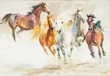 Zenon Aniszewski, Pędzące konie, 2014 r., 2014, akwarela, papier