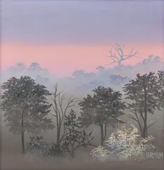 Urszula Broll, Drzewa, 1984 r., 1984, olej, płyta, 17