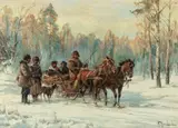 Na polowanie by Władysław Chmieliński, olej, płótno, sold Oct 2025