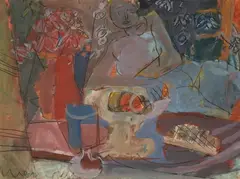 Joachim Weingart, Kobieta w kwiatach, gwasz, pastel, papier