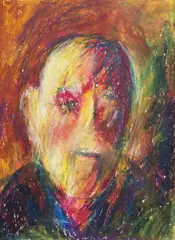 Jerzy Panek, Autoportret, pastel, papier