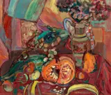 Ewa Przebindowska, Martwa natura z dynią, 2000 r., 2000, olej, płyta