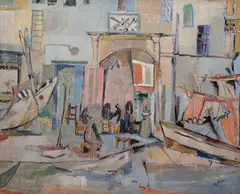 Judyta Sobel, Pejzaż miejski, 1954, 1954, olej, płótno