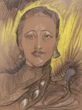 Stanisław Ignacy Witkiewicz, Portret Władysławy Reynelowej, uśmiechnięta, 1927 r., 1927, pastel, papier brązowy, 60