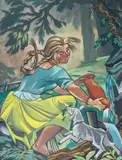 Zofia Stryjeńska, Przy źródełku, tempera, gwasz, płótno naklejone na płytę