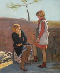 Wlastimil Hofman, Dziewczynki (inny tytuł „Siostry”), 1932 r., 1932, olej, sklejka, 60