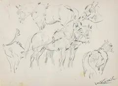 Karol Kossak, Szkice koni, ołówek, papier