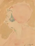 Włodzimierz Terlikowski, Portret żony Terlikowskiego - Jeanne Leygues, 1928 r., 1928, akwarela, papier