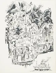 Magiczny świat by Jan Marcin Szancer, tusz, papier, 43, sold Jun 2025