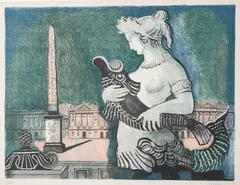 Alice Halicka, Plac de la Concorde, 1955, 1955, litografia barwna, papier, 48