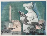 Alice Halicka, Plac de la Concorde, 1955, 1955, litografia barwna, papier, 48