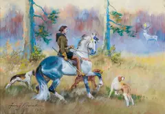 Jerzy Kossak, Święty Eustachy, 1946, 1946, olej, tektura