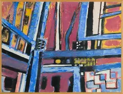 Józef Jarema, Bez tytułu, 1953, 1953, gwasz, papier naklejony na sklejkę
