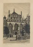 Maurice Berg, Dwór Artusa w Gdańsku, akwaforta, papier