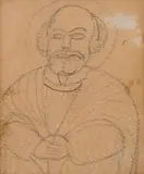 Nikifor Krynicki, Postać świętego, ołówek, papier