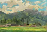 Stanisław Gałek, Widok na Giewont, olej, tektura