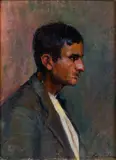 Leon Lewkowicz, Portret mężczyzny z profilu, olej, płótno naklejone na tekturę