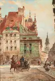 Widok ze Starego Rynku na ul. Świętojańską by Władysław Chmieliński, olej, płótno, sold Jun 2025