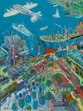 Edward Dwurnik, Żegluga, transport, lotnictwo, 1999, 1999, olej, płótno