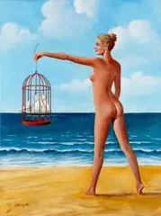 Rafał Olbiński, Freedom caught, akryl, płótno