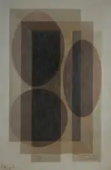 Władysław Rogowski, Kompozycja geometryczna, olej, płyta pilśniowa, 95